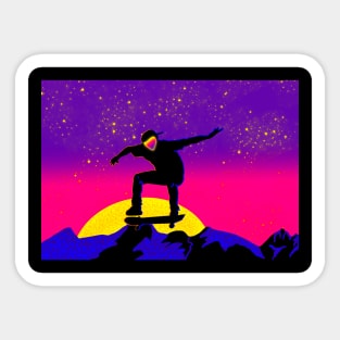 Neon Synthwave Cyberpunk Skater Sticker